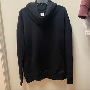 ZYIA ACTIVE Oh So Soft Hoodie Cowl Neck Sweatshirt Black WOMENS SIZE XL